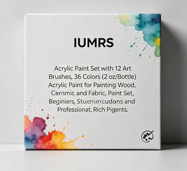 Acrylic Paint Set with 12 Art Brushes, 36 Colors (2 oz/bottle)