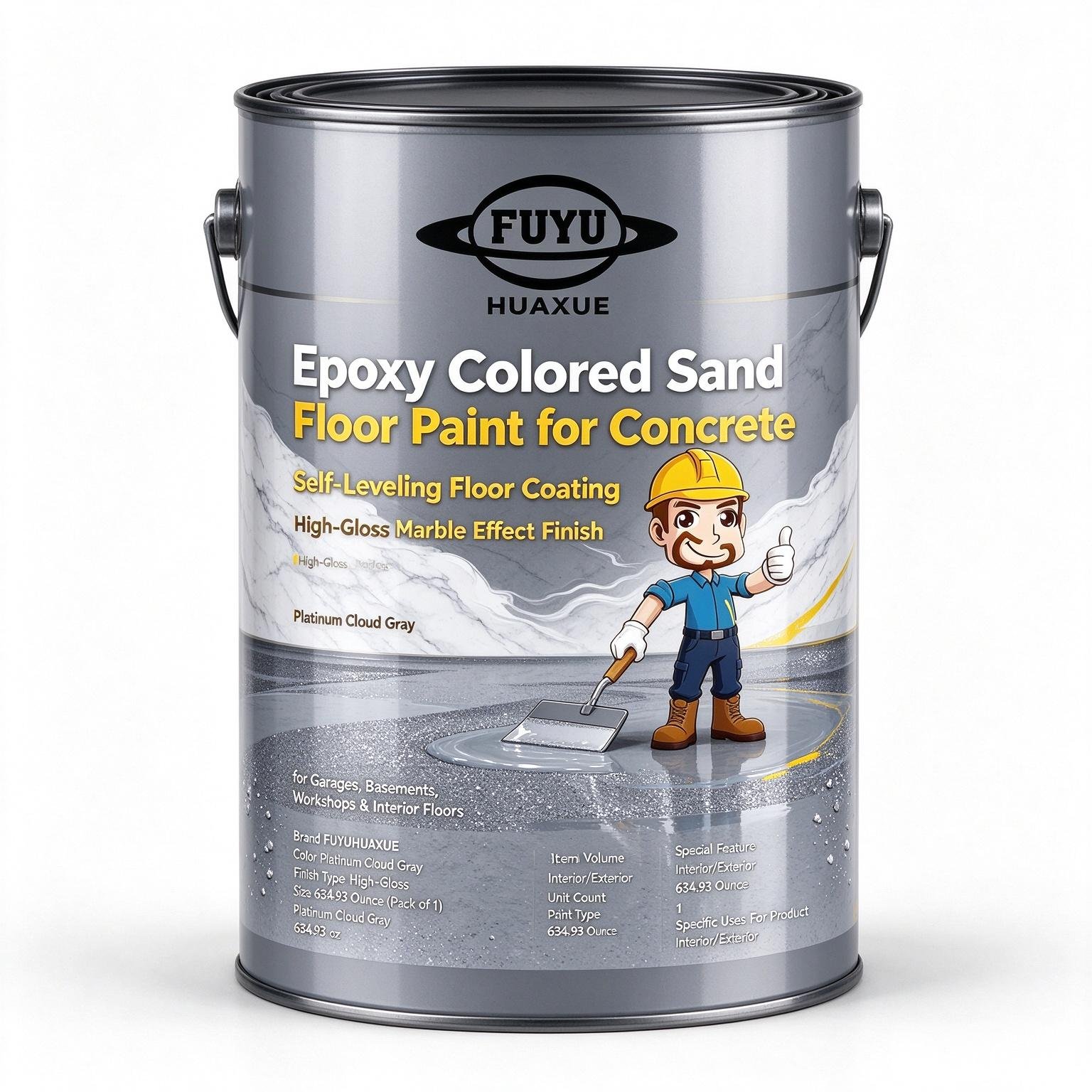Epoxy Colored Sand Floor Paint for Concrete, Self-Leveling Floor Coating