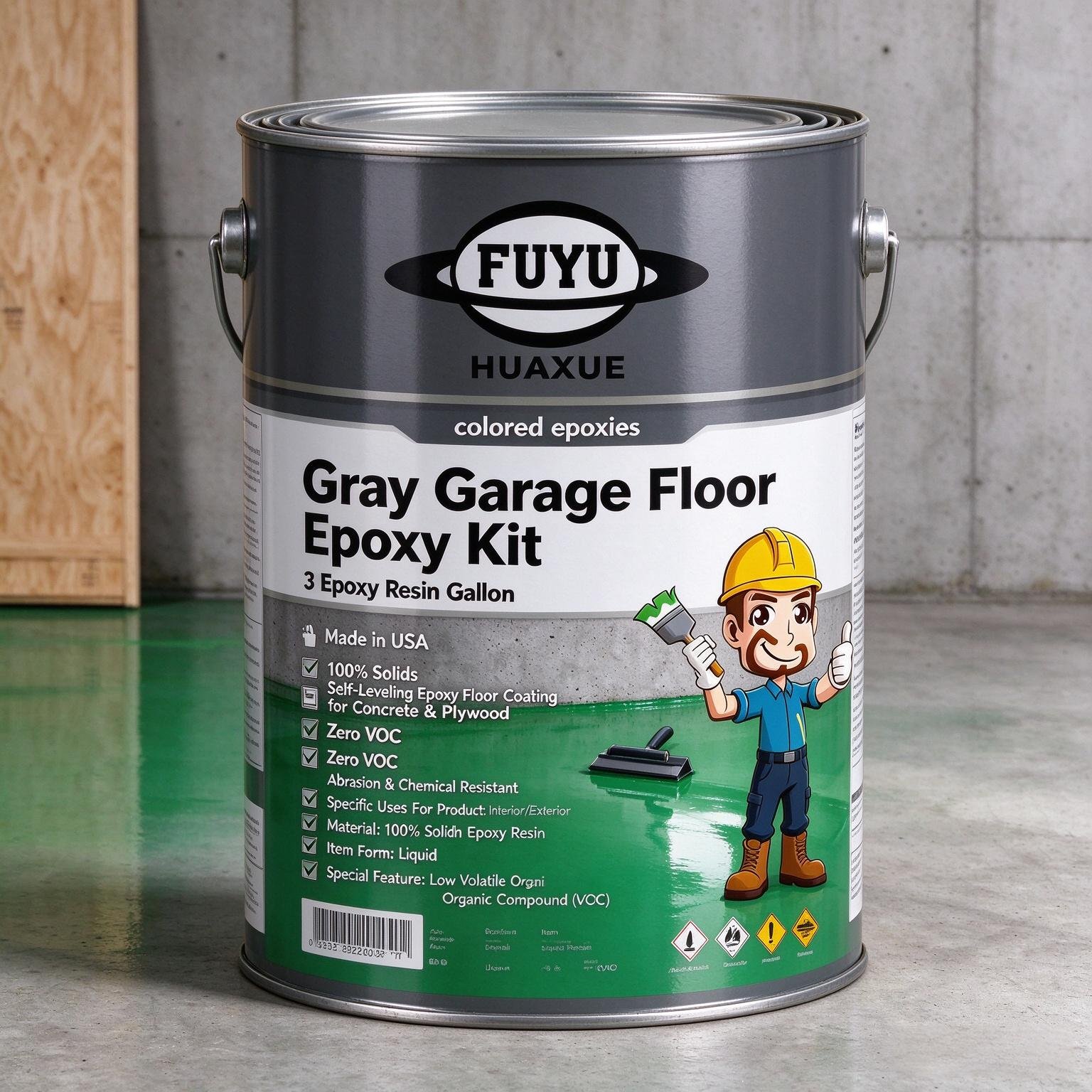 Gray Garage Floor Epoxy Kit, 3 Epoxy Resin Gallon