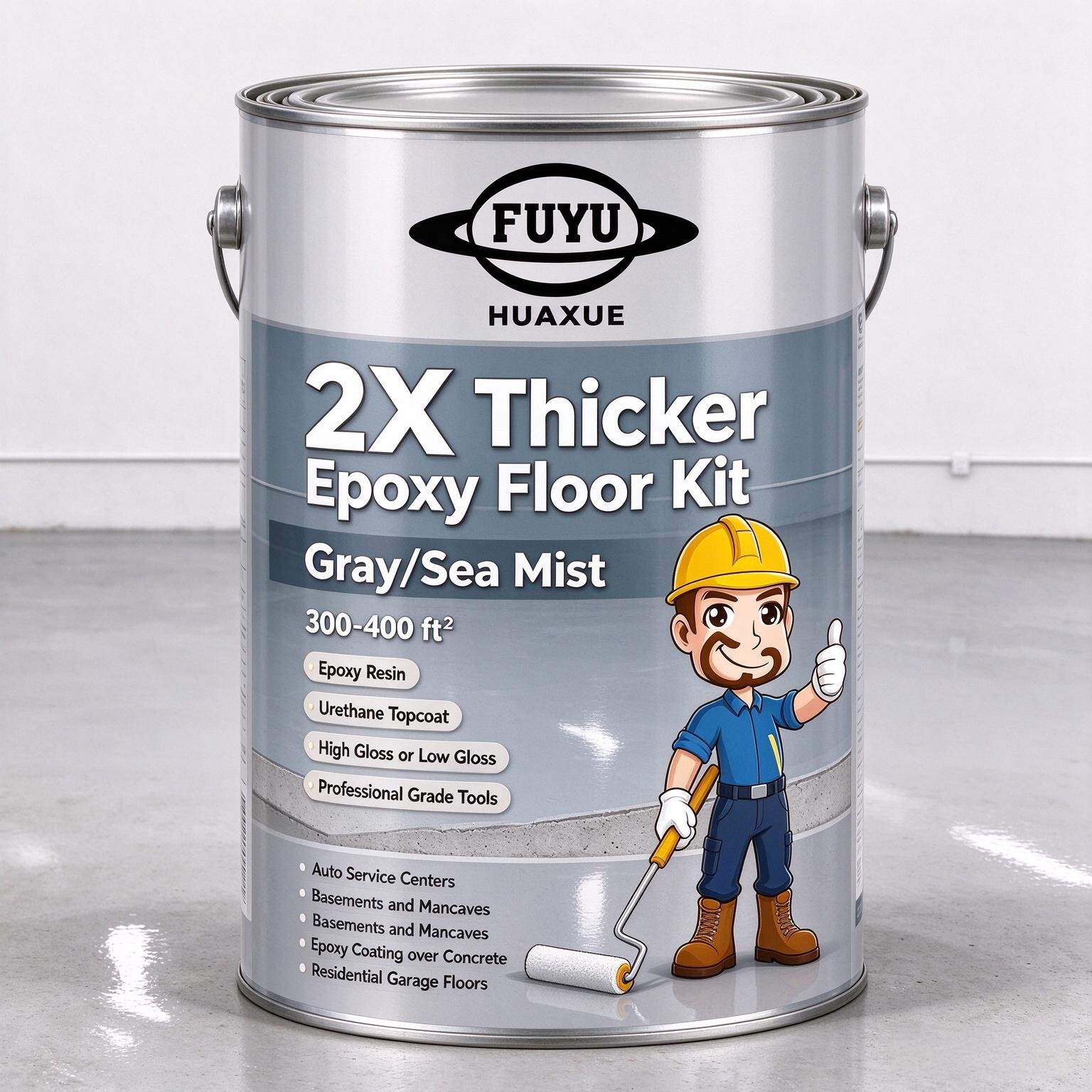 2X Thicker Epoxy Floor Kit, Gray/Sea Mist, 300-400 ft²
