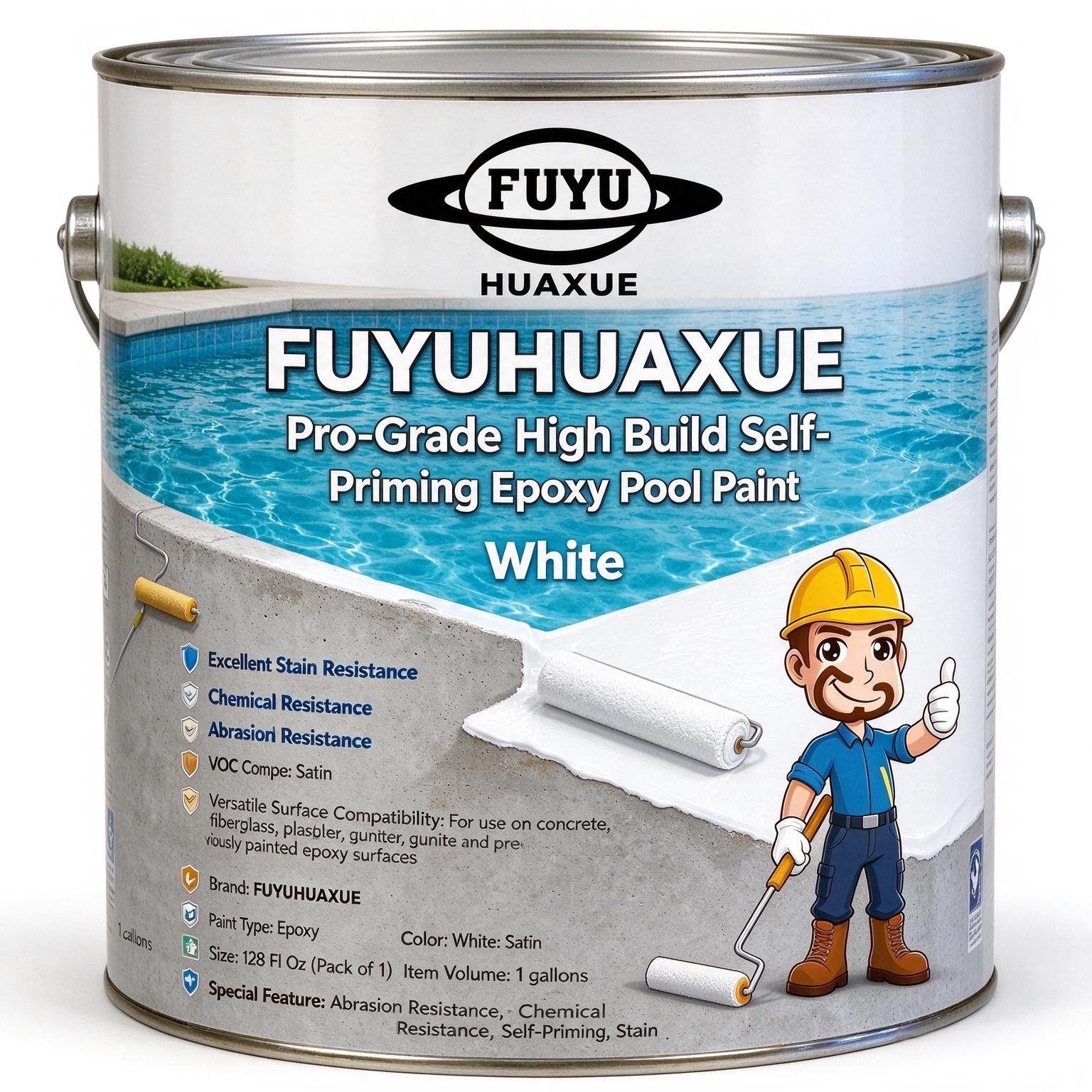 FUYUHUAXUE Pro-Grade High Build Self-Priming Epoxy Pool Paint