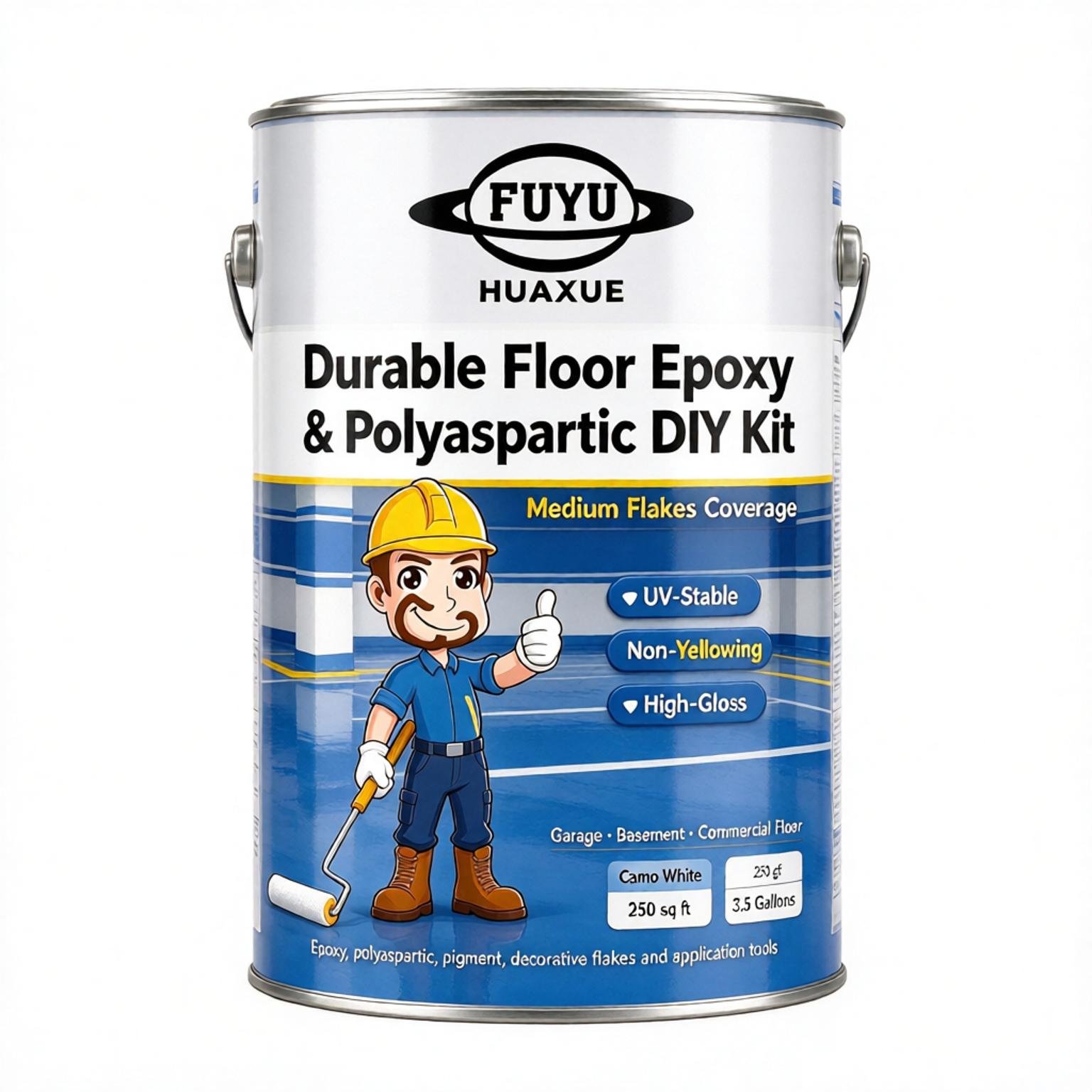 Medium Flakes Coverage | Durable Floor Epoxy Resin & Polyaspartic DIY Kit