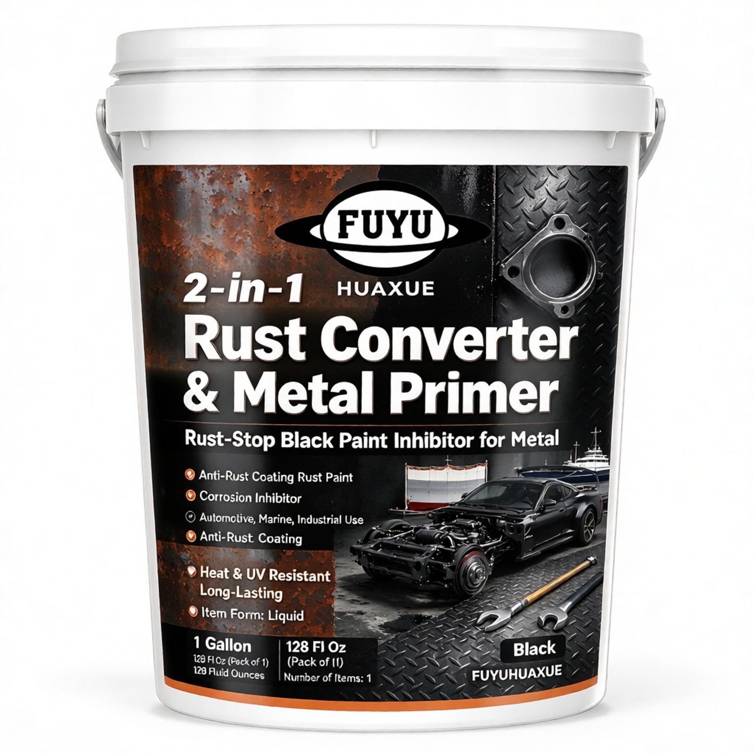 2-in-1 Rust Converter & Metal Primer- Rust-Stop Black Paint Inhibitor for Metal