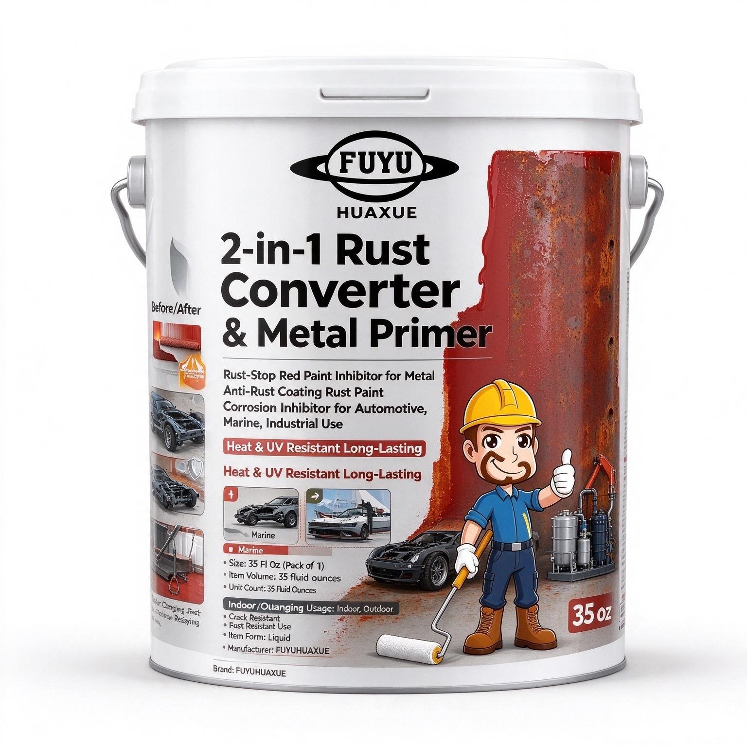 2-in-1 Rust Converter & Metal Primer- Rust-Stop Red Paint Inhibitor for Metal